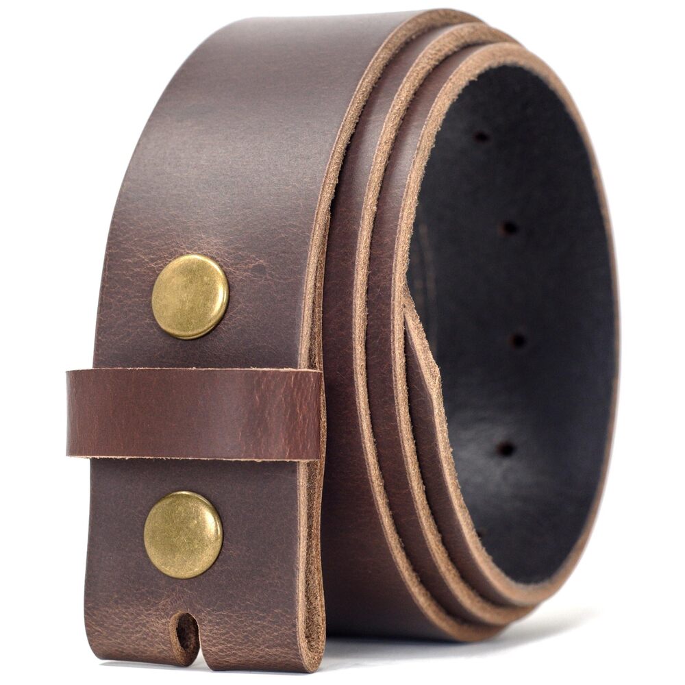 4129 40mm Full Grain Hide Leather Snap On Belt- Antique Brown Xl- Made